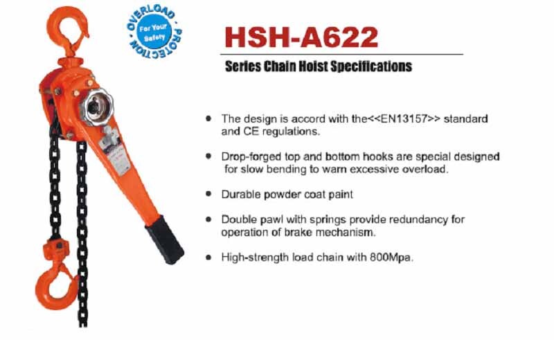 Pa lăng xích lắc tay TBM HSH-A622  0.75 tấn, 1.5 tấn, 3 tấn, 6 và 9 tấn