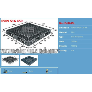 Pallet nhựa 1040x1040x120mm | Pallet đen malaisia 1040x1040x120mm