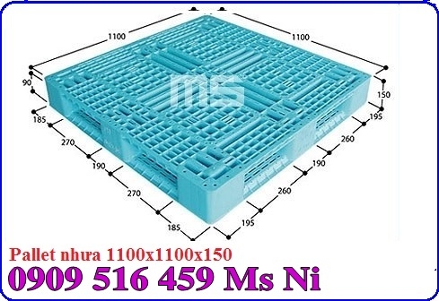 Pallet nhựa màu xanh 1100x1100x150mm