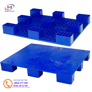 Pallet nhựa 497C loại pallet 1 mặt liền khối 9 chân