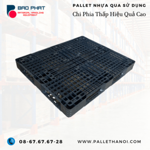 Pallet nhựa cũ KT 1200x1000x120 mm (Màu Đen)