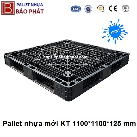 Pallet nhựa mới PL15-LK Đen (1100*1100*125 mm)