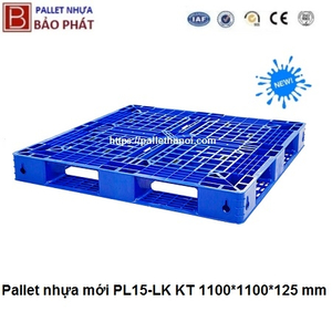 Pallet nhựa mới PL15-LK Xanh (1100*1100*125 mm)