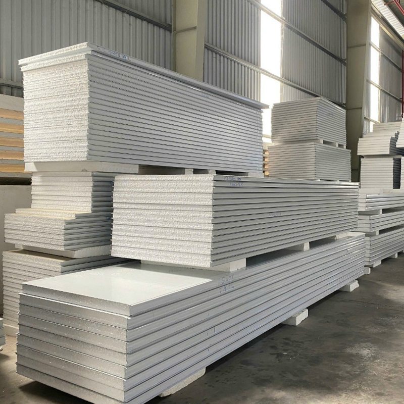 Tấm panel kim loại ốp tường cách nhiệt 2 mặt bao che khổ rộng 1m PU EPS 01