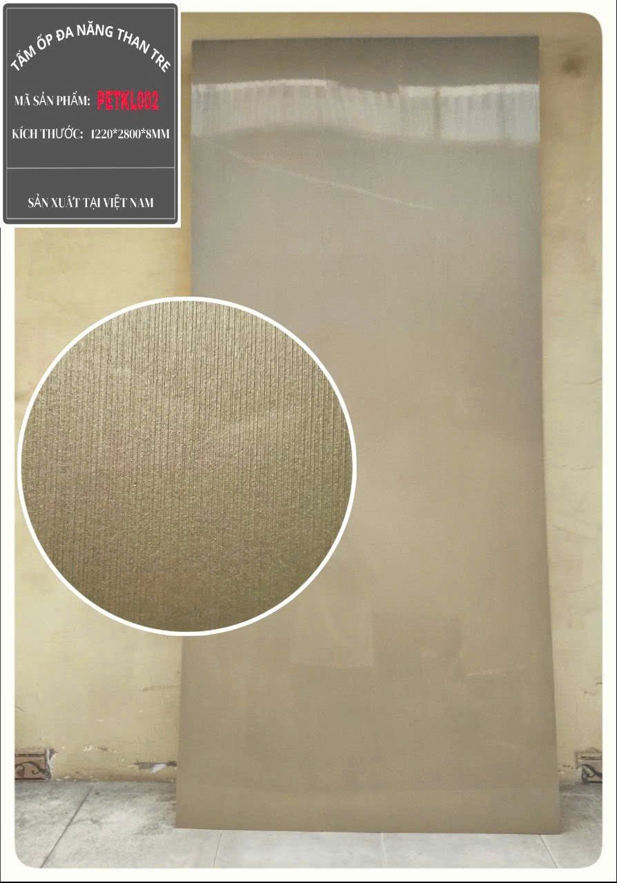NTTT- Tấm ốp sợi than tre XƯỚC KIM LOẠI cốt trắng phủ PET 5mm- 8mm