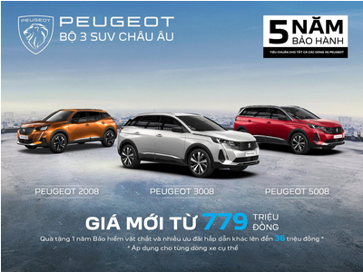 PEUGEOT ÁP DỤNG GIÁ BÁN MỚI, ƯU ĐÃI HẤP DẪN TRONG THÁNG 2