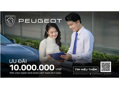 PEUGEOT ƯU ĐÃI 10 TRIỆU ĐỒNG TRI ÂN NHÀ GIÁO TRONG THÁNG 11/2024! CHỈ CÒN 28 NGÀY!