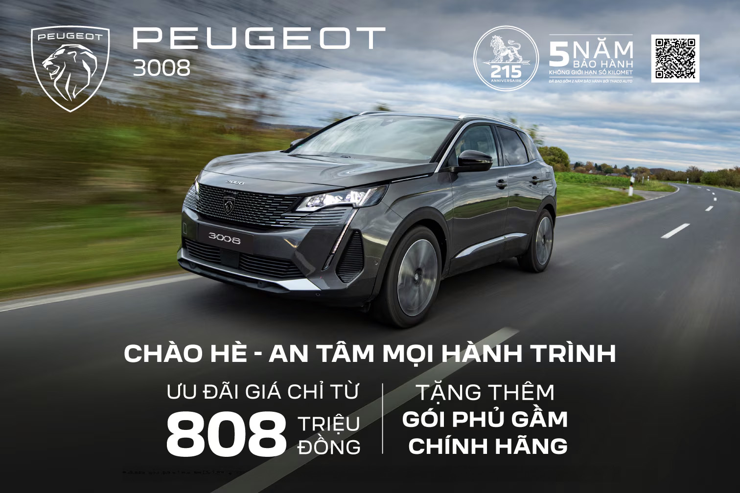 PEUGEOT ƯU ĐÃI THÁNG 7/2025: GIÁ TỪ 808 TRIỆU ĐỒNG, TẶNG KÈM GÓI DỊCH VỤ CHÍNH HÃNG