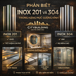 PHÂN BIỆT INOX 201 VÀ INOX 304 TRONG HẠNG MỤC GƯƠNG KÍNH CITYBUILDING