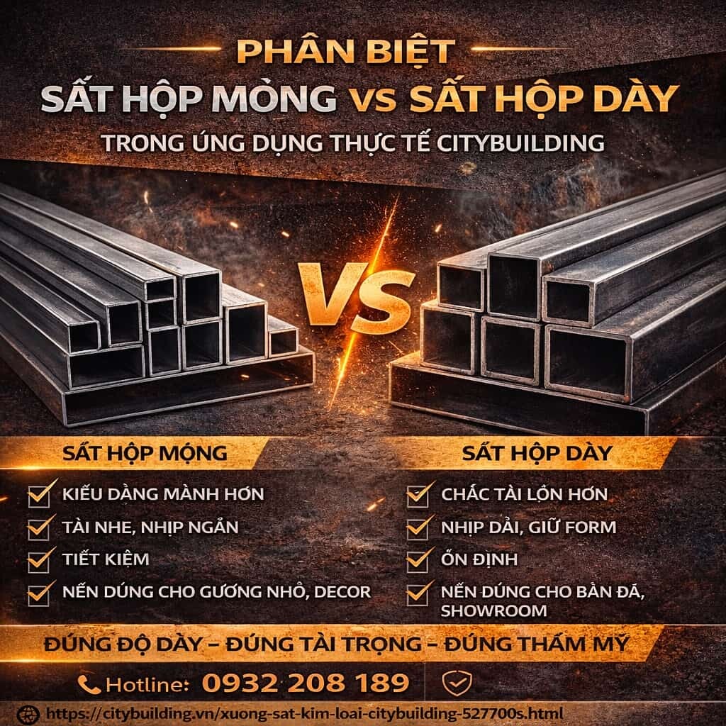 PHÂN BIỆT SẮT HỘP MỎNG VÀ SẮT HỘP DÀY TRONG ỨNG DỤNG THỰC TẾ CITYBUILDING