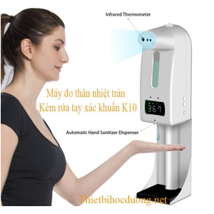 Máy đo thân nhiệt kết hợp rửa tay khử khuẩn, sát trùng tay tự động K10 Pro dùng cho trường học