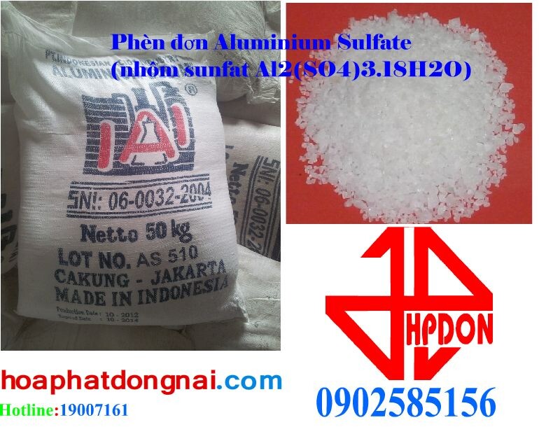 Phèn đơn Aluminium Sulfate (nhôm sunfat Al2(SO4)3.18H2O)