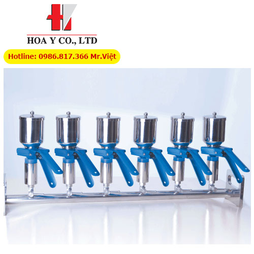 Phểu lọc dung môi hplc, inox 300ml, 100um, 6 nhánh, Scilab TJV