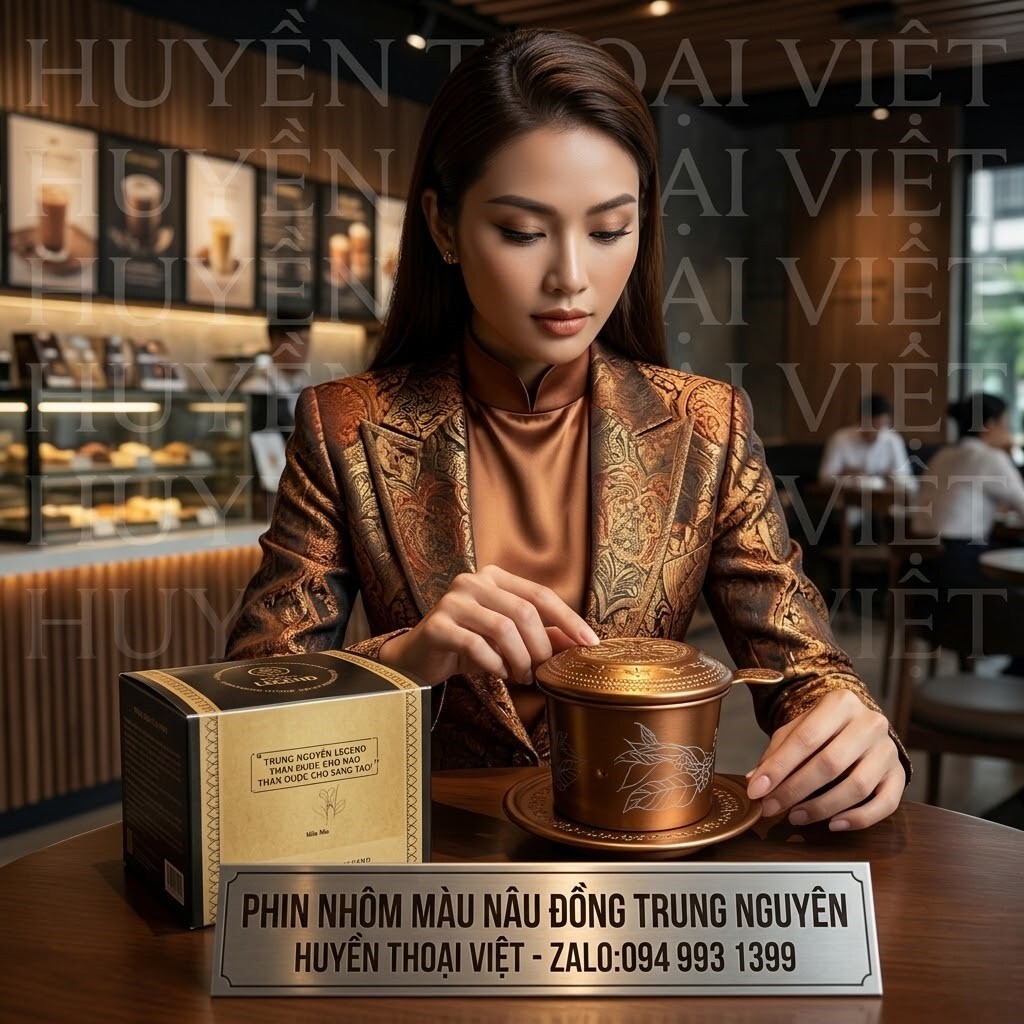 Phin Nhôm Cao Cấp Nhôm Hoa Văn Nâu( Trung Nguyên)