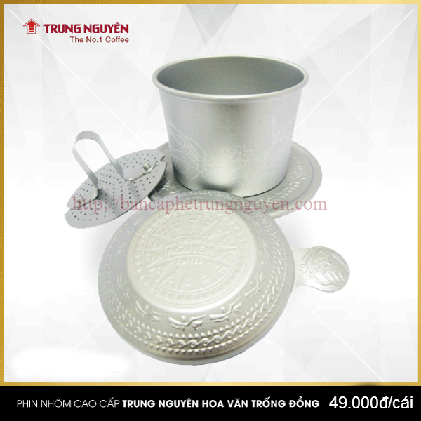 Phin nhôm trung nguyên hoa văn trống đồng