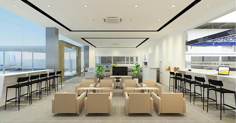 Phòng chờ cho khách hàng đến làm dịch vụ của Hyundai Linh Xuân QL1K - CN Hyundai Ngọc An