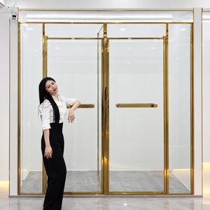 Phòng Tắm Kính Slim Inox Vách Cố Định + Cửa | Citybuilding