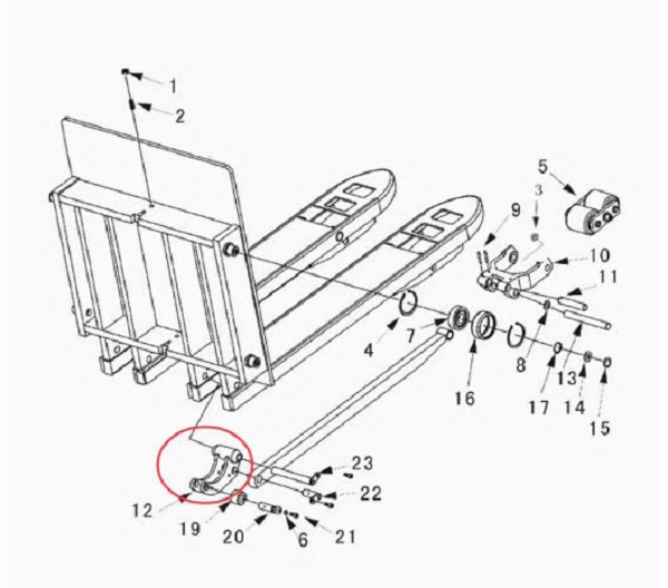 khớp nối- tay đỡ phụ kiện xe nâng điện Heli AC20 CBD460
