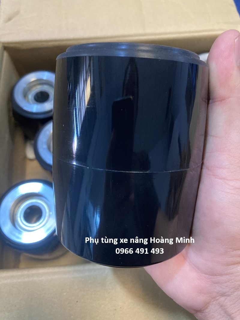 bánh xe nâng tay Bishamon chính hãng, kích thước 80x100, bánh màu đen