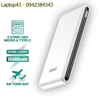Pin Sạc Dự Phòng 10.000mAh ROBOT RT180 - 2 Cổng Sạc Vào Type-C/Micro, Kích Thước Mỏng và Nhẹ - HÀNG CHÍNH HÃNG