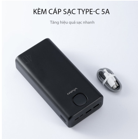 Pin Sạc Dự Phòng Sạc Nhanh 40.000mAh PD/QC 3.0/VOOC 22.5W VIVAN VPB-B40 3Output