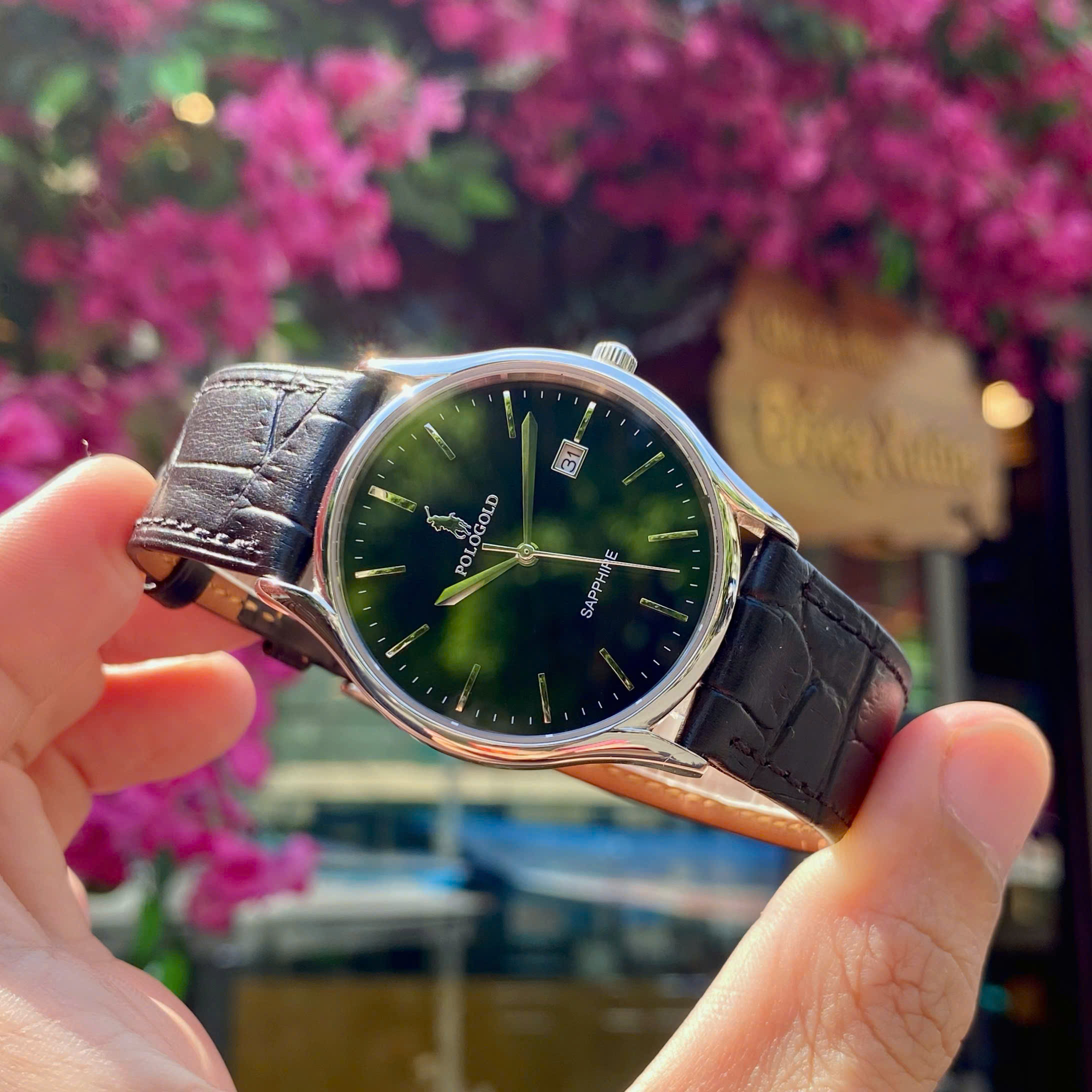 ĐỒNG HỒ NAM POLO GOLD DÂY DA POG2605M