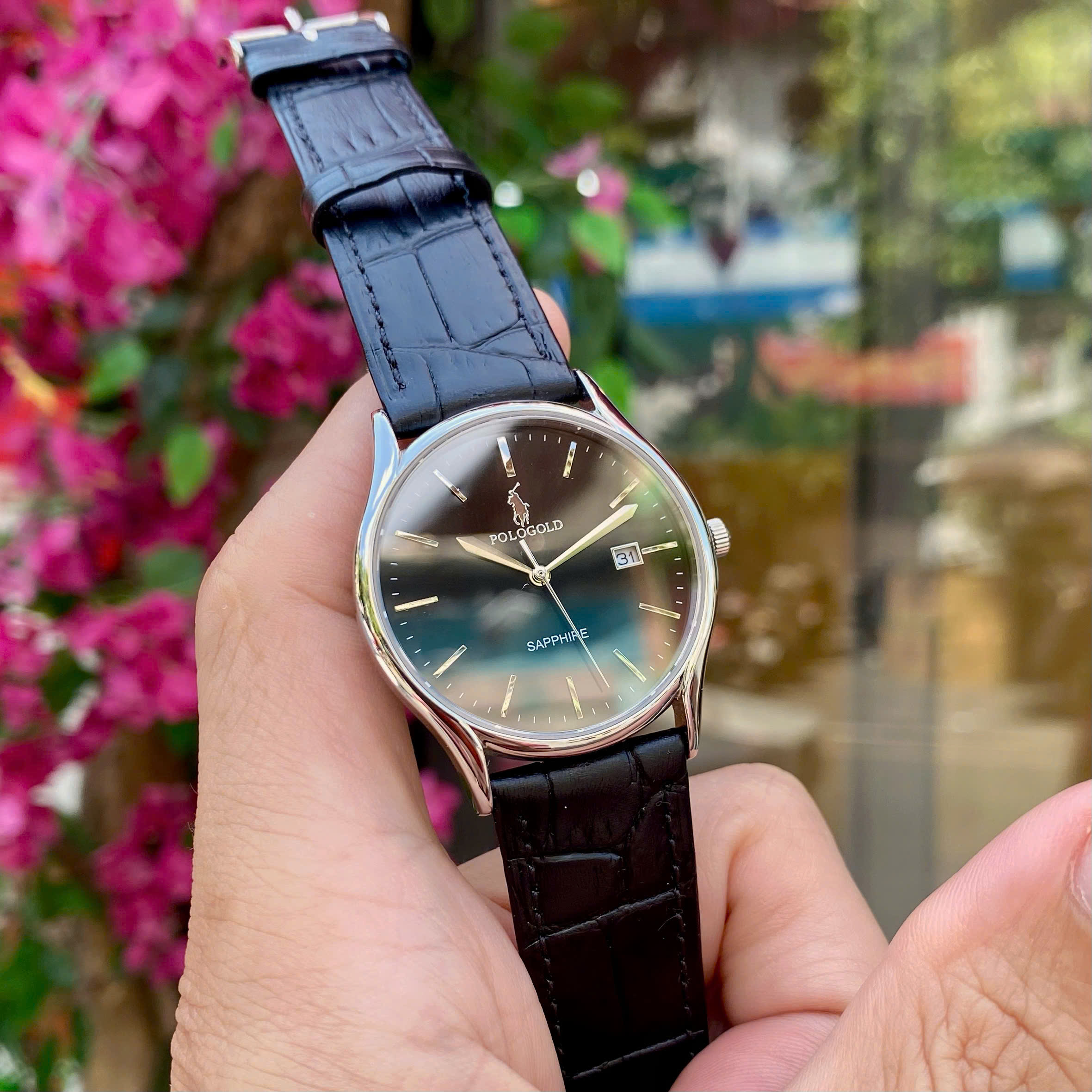 ĐỒNG HỒ NAM POLO GOLD DÂY DA POG2605M