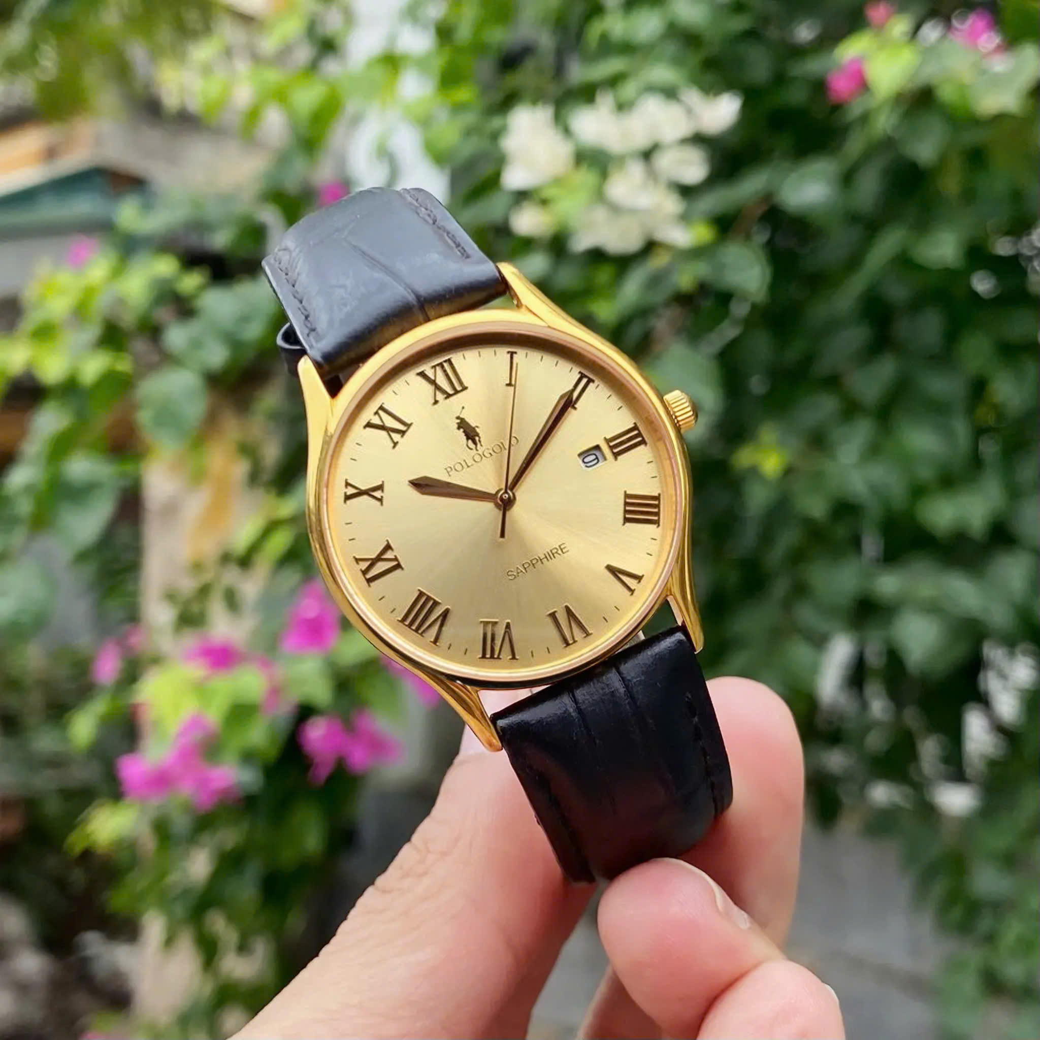 ĐỒNG HỒ NAM POLO GOLD DÂY DA POG2605M