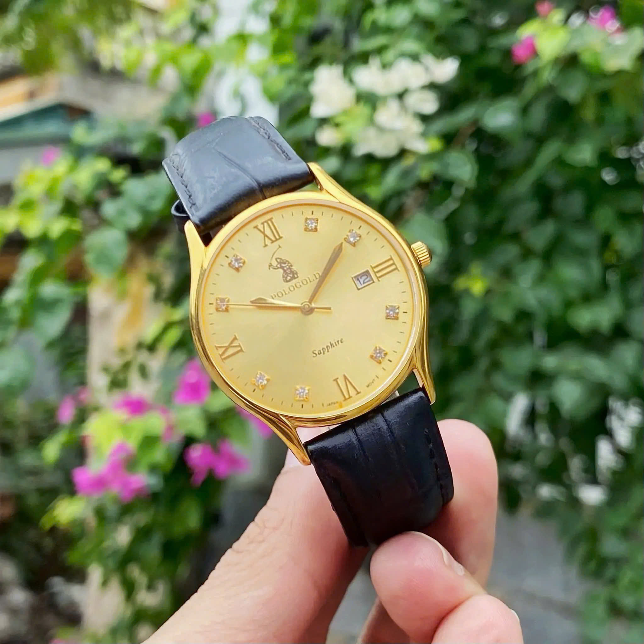 ĐỒNG HỒ NAM POLO GOLD DÂY DA POG2605M