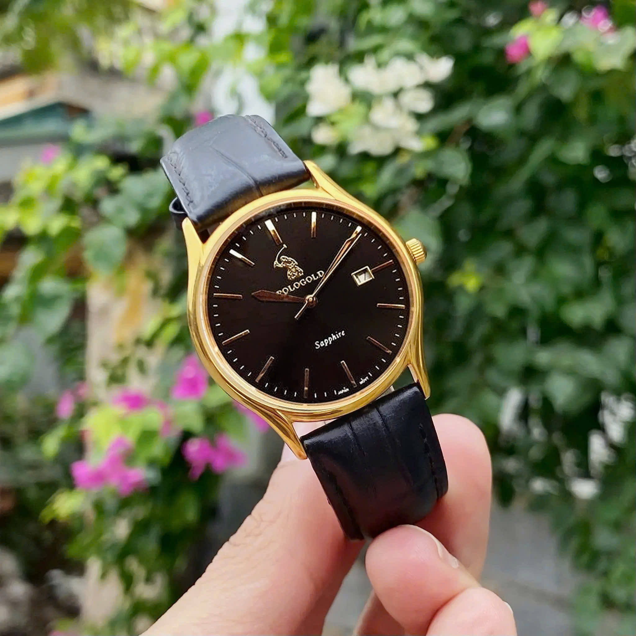 ĐỒNG HỒ NAM POLO GOLD DÂY DA POG2605M