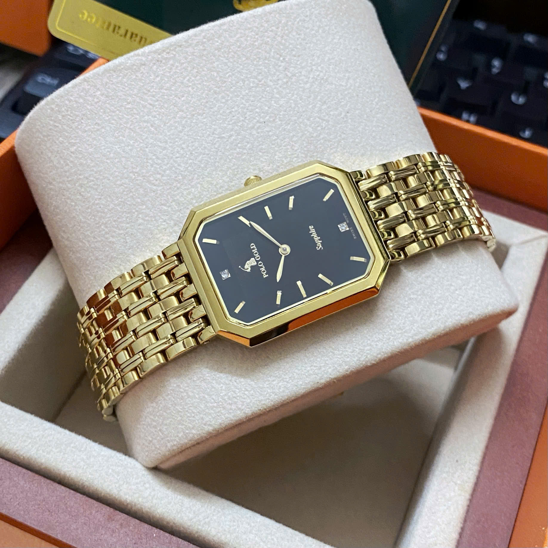 ĐỒNG HỒ NAM POLO GOLD MẶT VUÔNG POG3005M