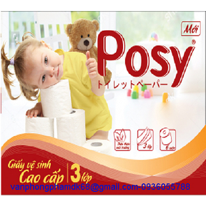 Giấy vệ sinh cao cấp Posy 6 cuộn có lõi,3 lớp