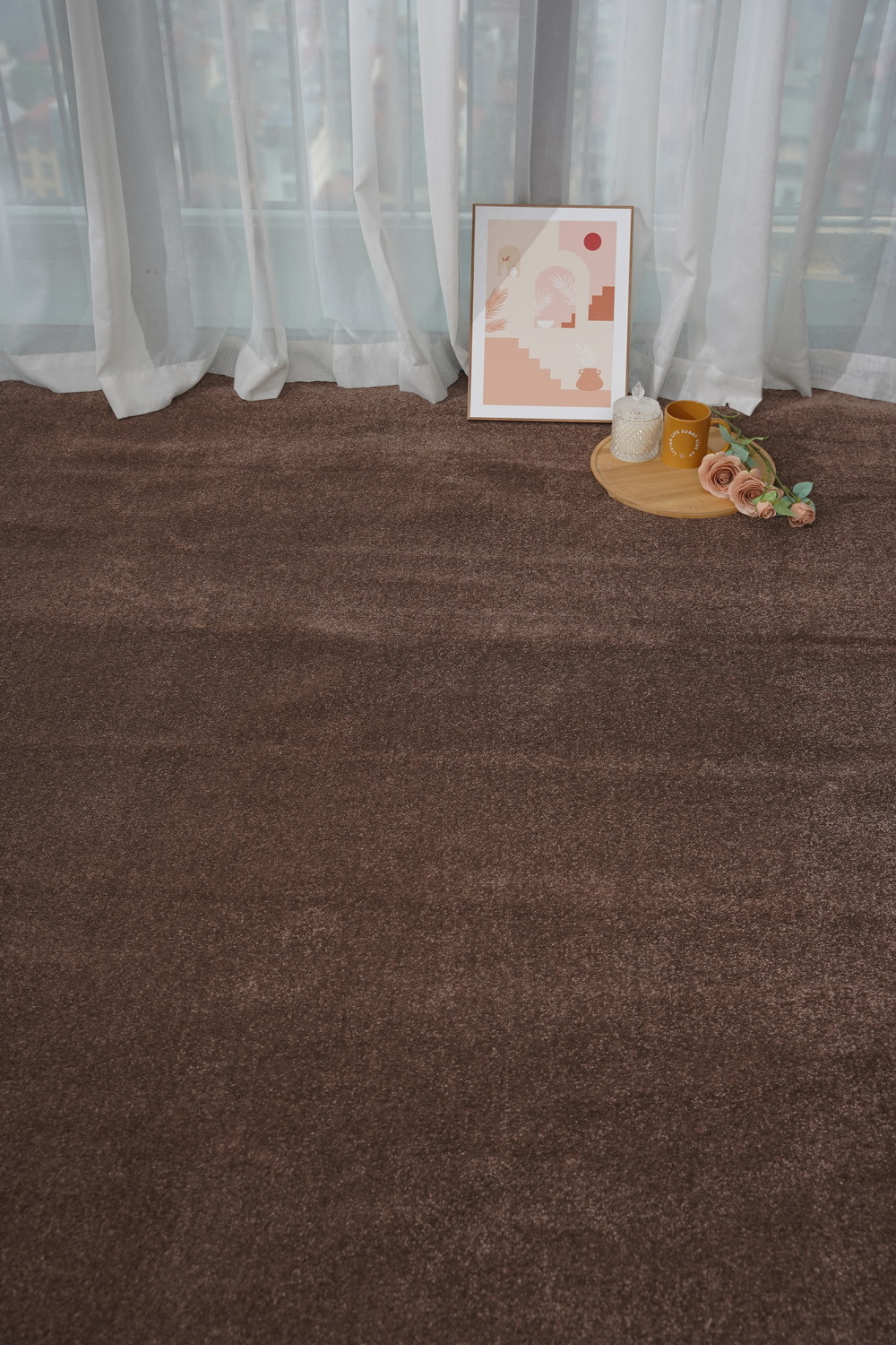 Thảm cuộn lông xù sợi thẳng cut pile dày 10mm GOM-RAINBOWNPT HNM