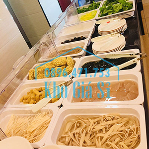 Khay melamine chữ nhật 1/1 cao 4cm trưng bày thức ăn siêu thị