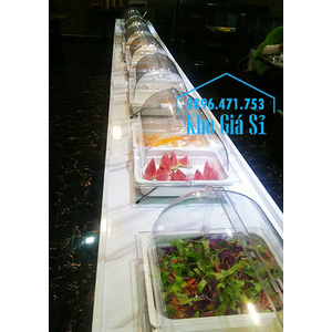 Khay melamine trắng 1/1 chiều cao 6.5cm trưng bày trái cây, thức ăn buffet