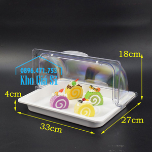 Khay melamine trắng 1/2 chiều cao 4cmm đựng thức ăn