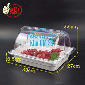 Khay melamine trắng 1/2 chiều cao 6.5cm đựng trái cây