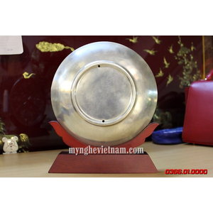 Biểu trưng đĩa đồng mạ bạc 4 cảnh Hà Nội Việt Nam quà tặng để bàn cao cấp