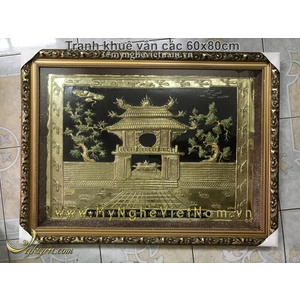 Tranh khuê văn các chạm đồng 60x80cm