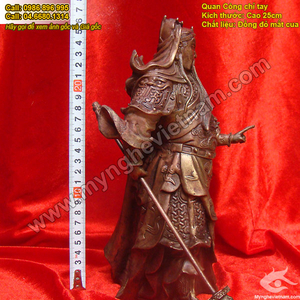 Tượng quan công bắt quyết chấn địa cao 25cm đồng mắt cua