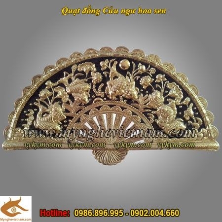 Quạt đồng,Cửu Ngư quần tụ, Cá chép hoa sen