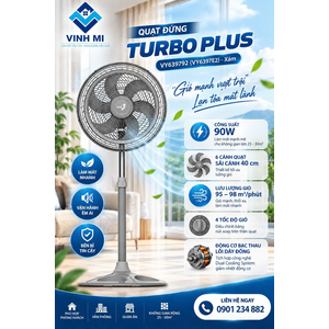 Quạt đứng ASIAVINA TURBO PLUS - VY639792(VY6397E2) - Xám