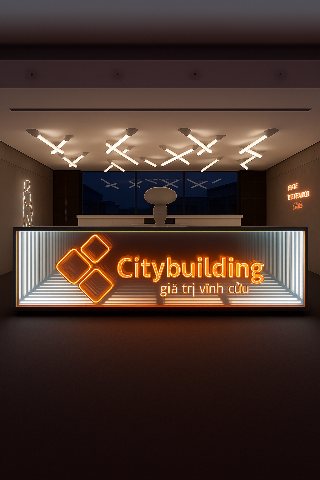 💎 QUẦY LỄ TÂN VÔ CỰC CITYBUILDING – NGHỆ THUẬT ÁNH SÁNG TRONG KHÔNG GIAN ĐÓN TIẾP