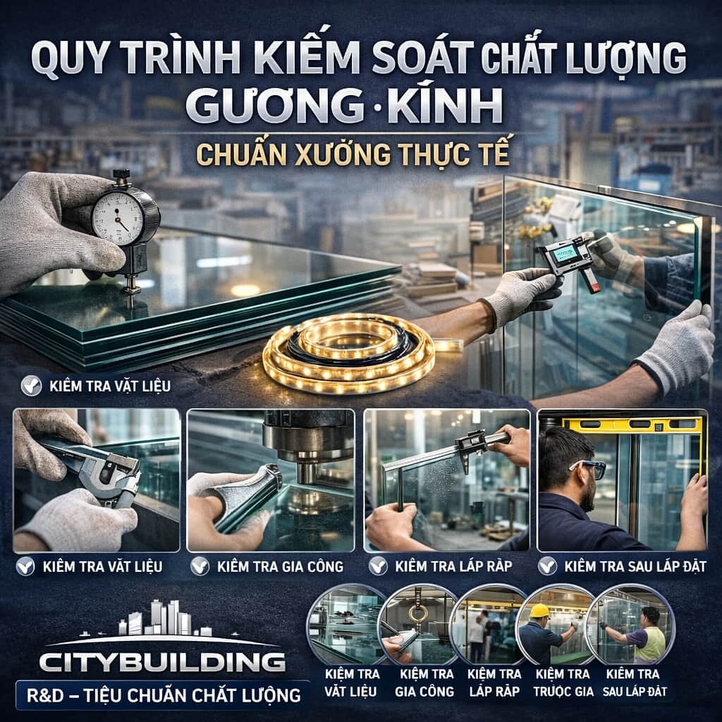 QUY TRÌNH KIỂM SOÁT CHẤT LƯỢNG GƯƠNG KÍNH CITYBUILDING CHUẨN XƯỞNG THỰC TẾ