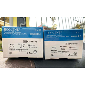 Chỉ phẫu thuật Ecolene, USP 7/0, 60cm, RH, 10mm, 2 kim R76RH102