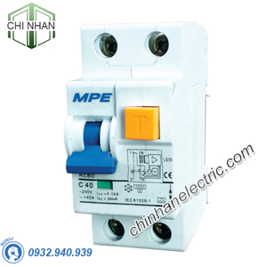 RCBO 2P 16A 15mA 6KA (Cầu Dao Chống Giật, Qúa Tải) - RCBO-15/216 - MPE