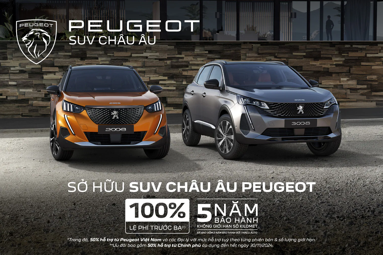 CƠ HỘI SỞ HỮU XE CHÂU ÂU VỚI ƯU ĐÃI TƯƠNG ĐƯƠNG 100% LỆ PHÍ TRƯỚC BẠ TỪ PEUGEOT