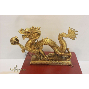 Rồng cầm quả cầu lửa bằng đồng vàng 20cm