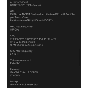 Máy tính AI NVIDIA Jetson AGX Thor Developer Kit, Blackwell GPU 2070 FP4 TFLOPS, 128 GB LPDD