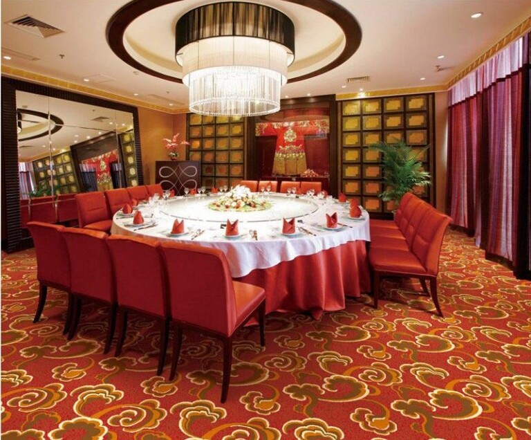 Công trình nhà hàng lớn sử dụng thảm trải sàn thanh hóa với dòng thảm hoa văn